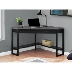 Monarch Computer desk - 42"l / / grey top corner / - Black Clearance