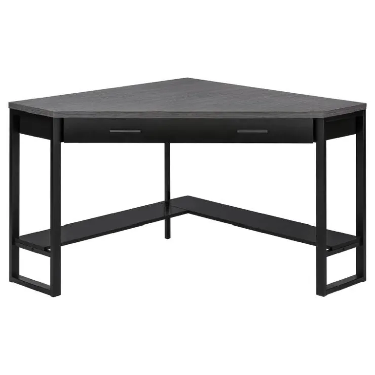 Monarch Computer desk - 42"l / / grey top corner / - Black Clearance