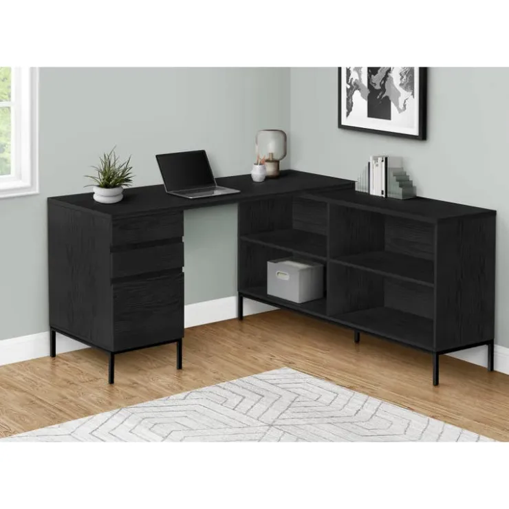 Monarch Computer desk - 60"l / oak l-shaped corner - Black Outlet