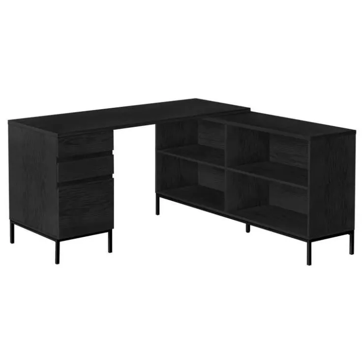 Monarch Computer desk - 60"l / oak l-shaped corner - Black Outlet