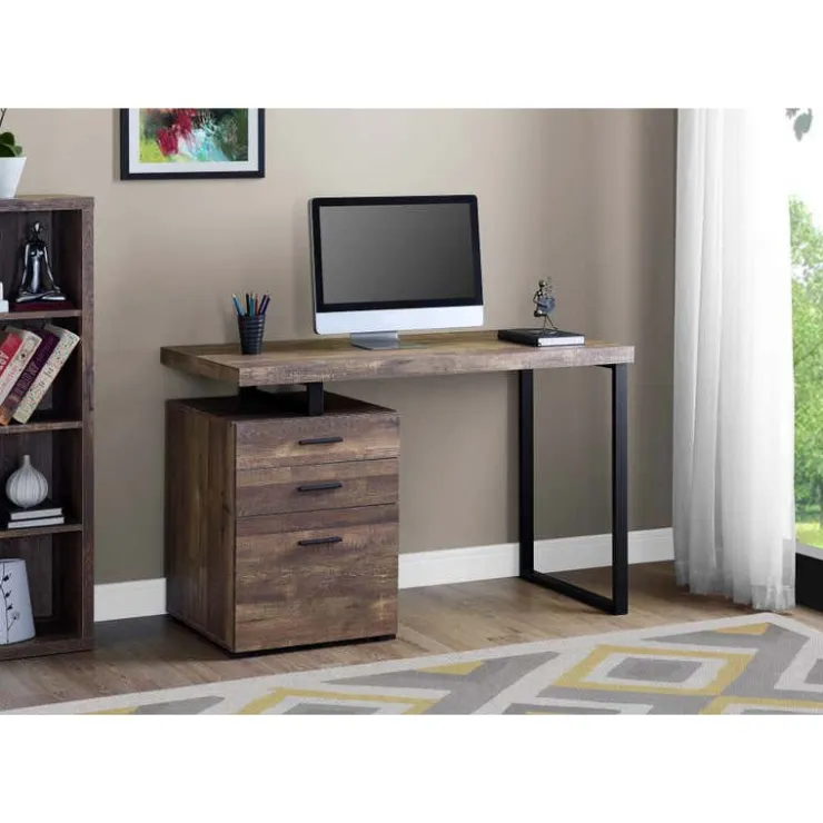 Monarch Computer desk - 48"l / reclaimed wood / black metal - Brown