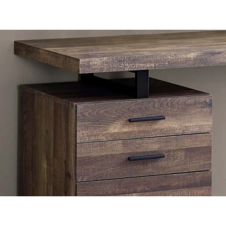 Monarch Computer desk - 48"l / reclaimed wood / black metal - Brown