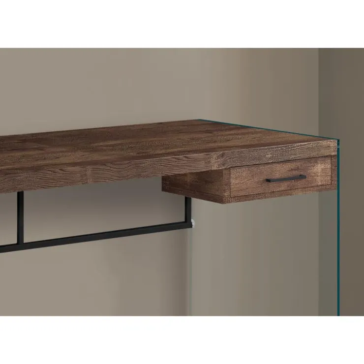 Monarch Computer desk - 48"l / reclaimed wood/ glass panels - Brown Hot