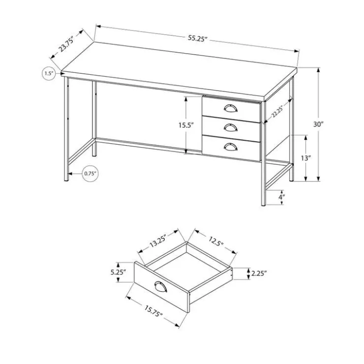 Monarch Computer desk - 55"l / reclaimed wood / black metal - Brown Sale