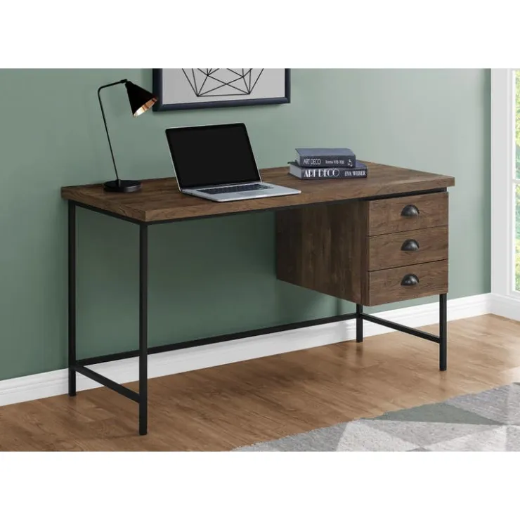 Monarch Computer desk - 55"l / reclaimed wood / black metal - Brown Sale
