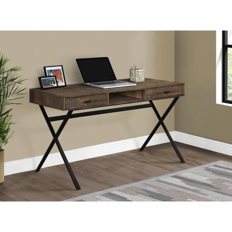 Monarch Computer desk - 48"l / reclaimed wood / black metal - Brown New