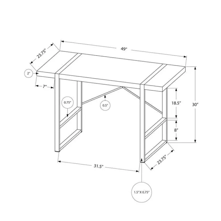 Monarch Computer desk - 48"l / / black metal - Dark Taupe Best