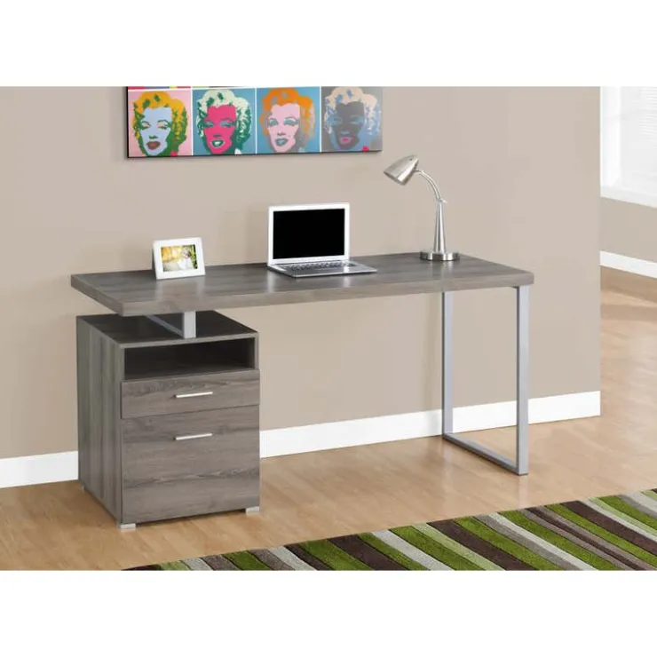 Monarch Computer desk - 60"l / / silver metal - Dark Taupe Hot