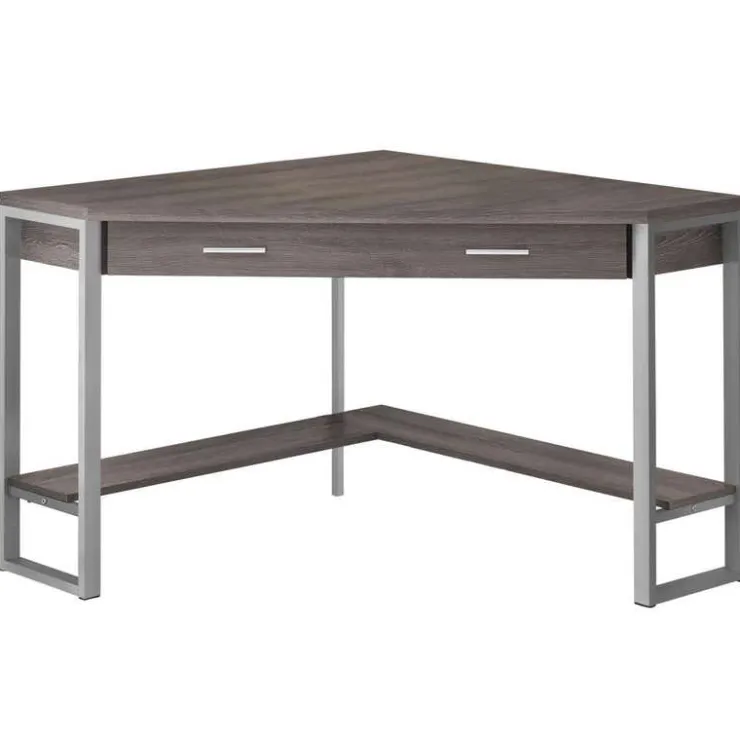 Monarch Computer desk - 42"l / corner / silver metal - Dark Taupe Online