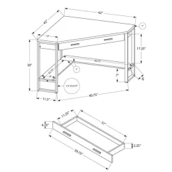Monarch Computer desk - 42"l / corner / silver metal - Dark Taupe Online