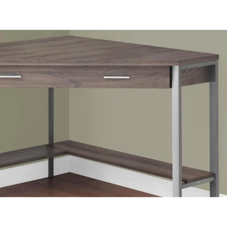 Monarch Computer desk - 42"l / corner / silver metal - Dark Taupe Online