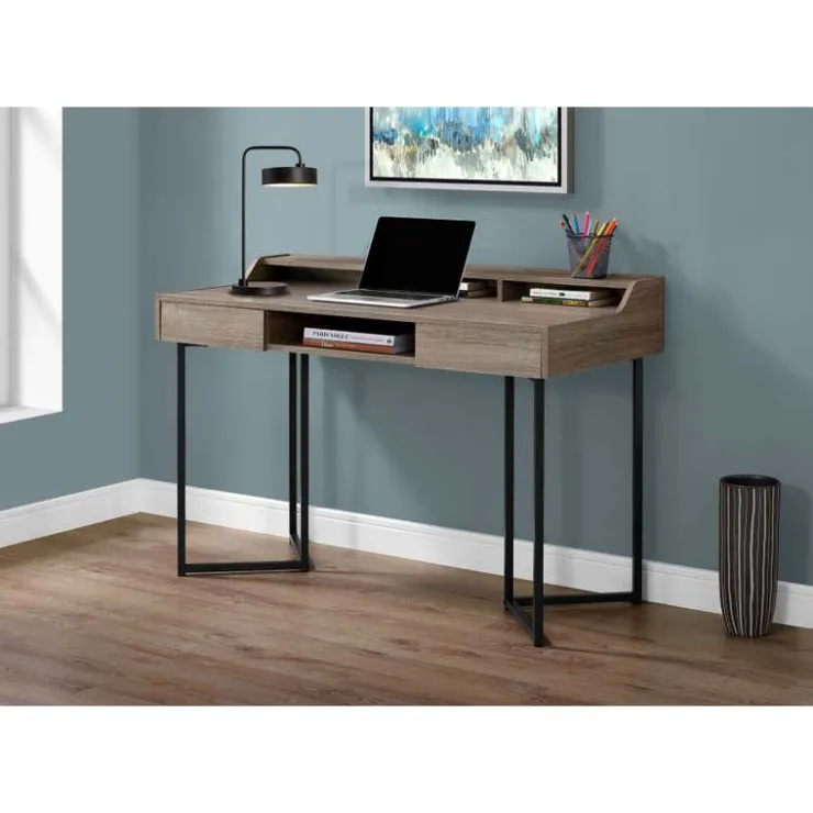 Monarch Computer desk - 48"l / / black metal - Dark Taupe Discount