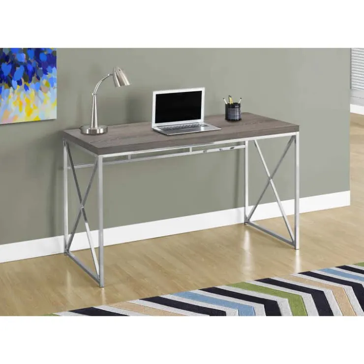 Monarch Computer desk - 48"l / / chrome metal - Dark Taupe