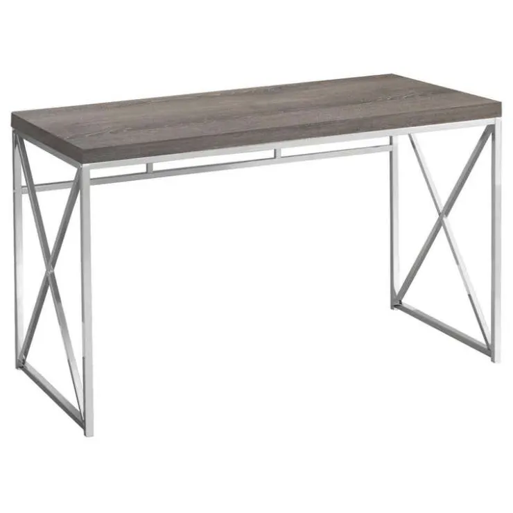 Monarch Computer desk - 48"l / / chrome metal - Dark Taupe