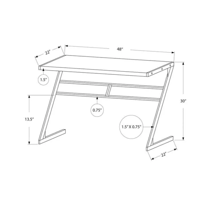 Monarch Computer desk - 48"l / / black metal - Dark Taupe Sale