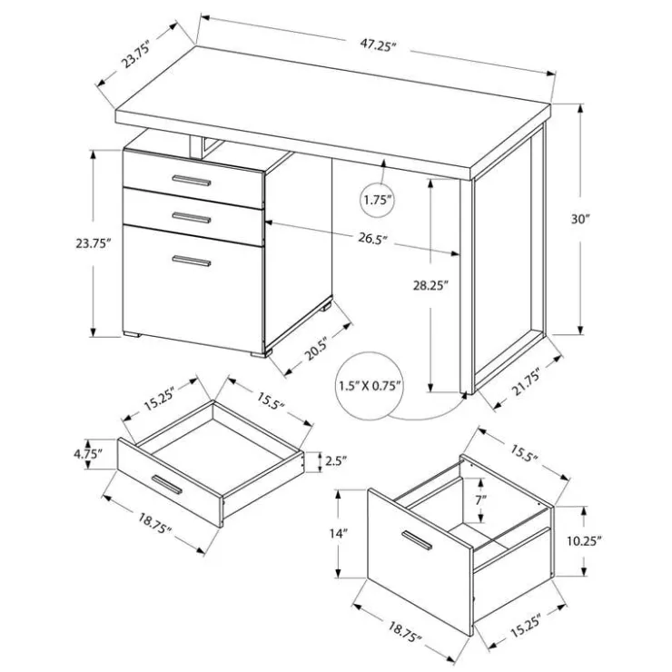Monarch Computer desk - 48"l / left or right facing - Dark Taupe Hot
