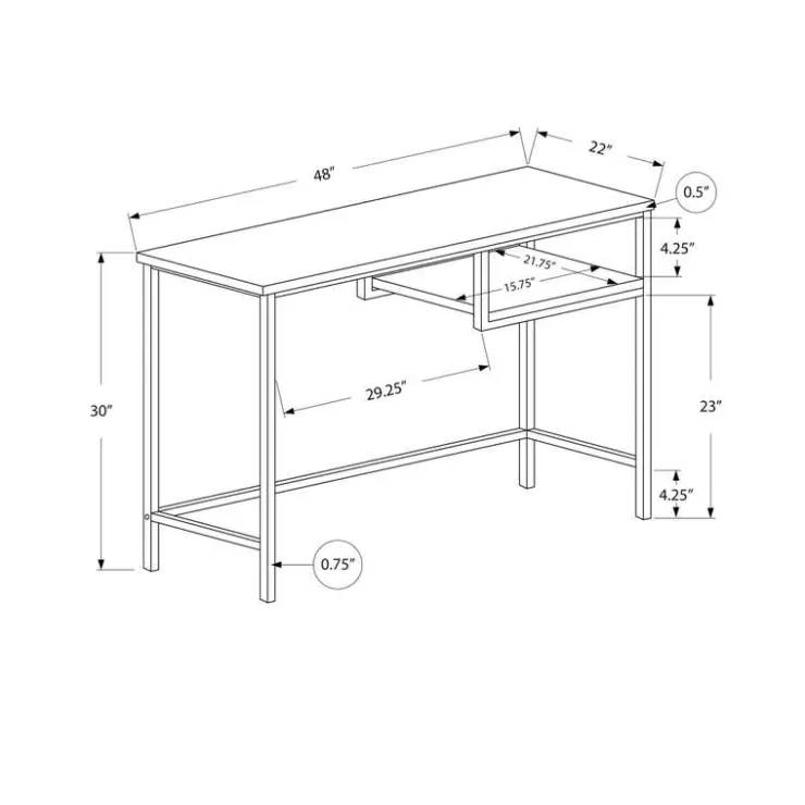 Monarch Computer desk - 48"l / / black metal - Dark Taupe