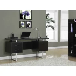 Monarch Computer desk - 60"l / / silver metal - Espresso Clearance