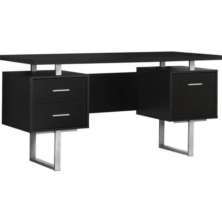 Monarch Computer desk - 60"l / / silver metal - Espresso Clearance