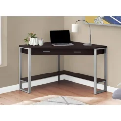 Monarch Computer desk - 42"l / corner / silver metal - Espresso New