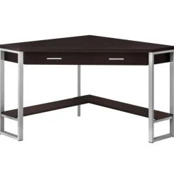 Monarch Computer desk - 42"l / corner / silver metal - Espresso New