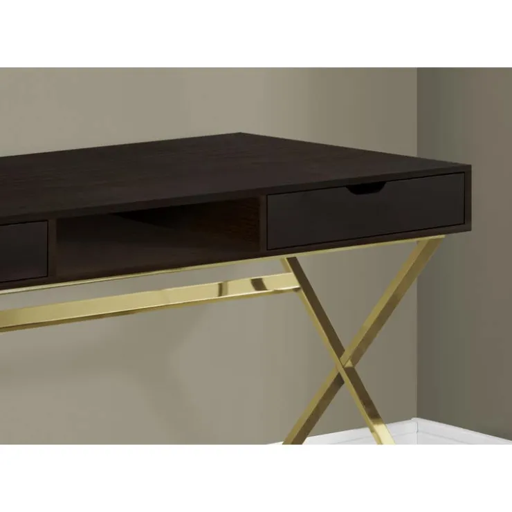 Monarch Computer desk - 48"l / / gold metal - Espresso Outlet