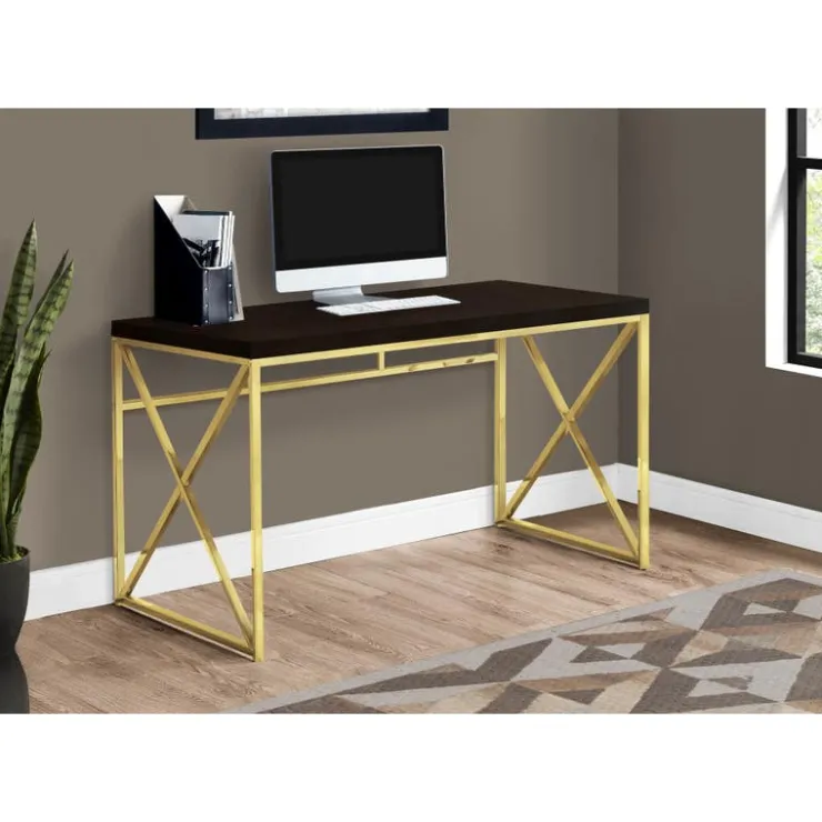 Monarch Computer desk - 48"l / / gold metal - Espresso Clearance