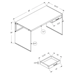 Monarch Computer desk - 48"l / glossy / tempered glass - White Best