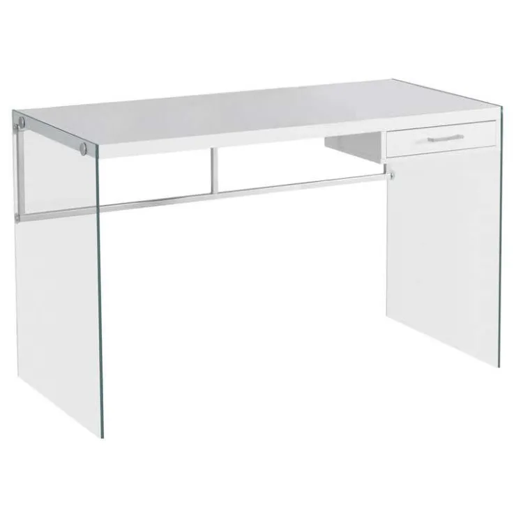 Monarch Computer desk - 48"l / glossy / tempered glass - White Best