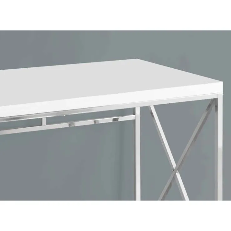 Monarch Computer desk - 48"l / glossy / chrome metal - White