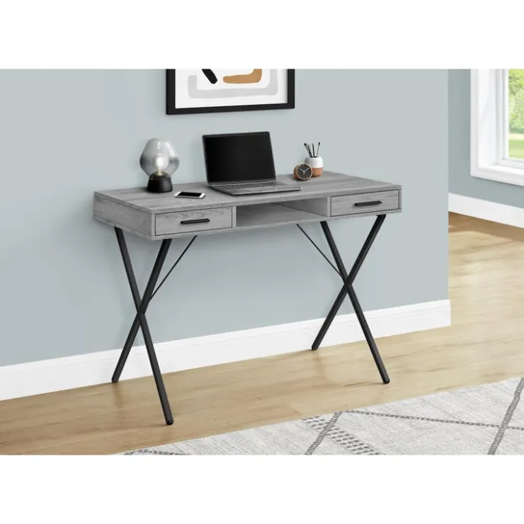 Monarch Computer desk - 42"l / / black metal - Grey Outlet