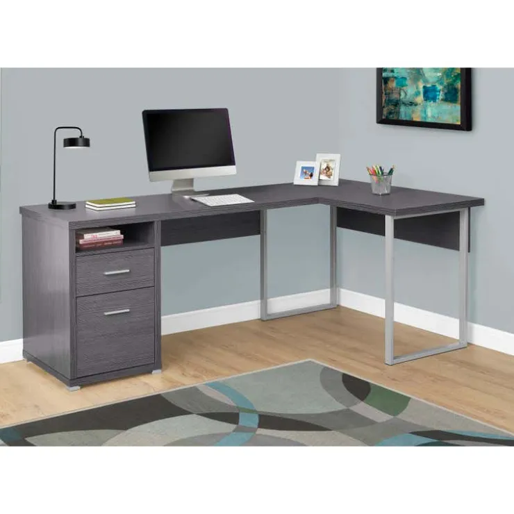 Monarch Computer desk - 80"l / left or right facing - Grey Clearance