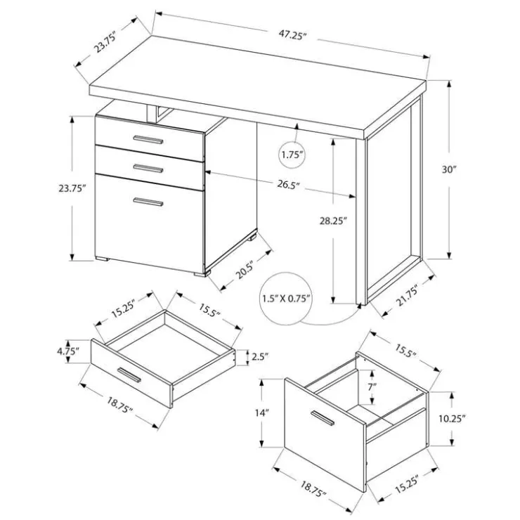 Monarch Computer desk - 48"l / left or right facing - Grey New