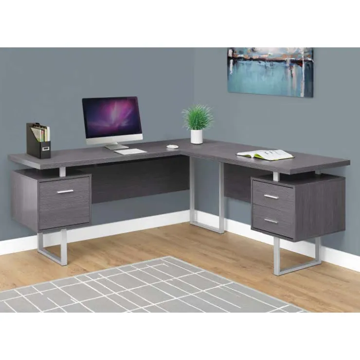 Monarch Computer desk - 70"l / left or right facing - Grey Outlet