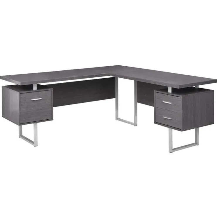 Monarch Computer desk - 70"l / left or right facing - Grey Outlet