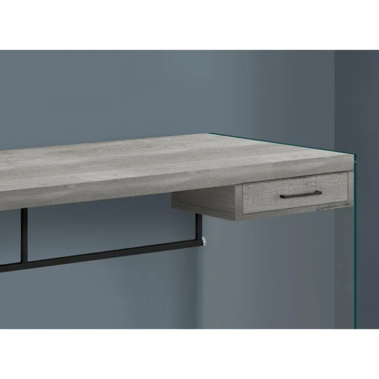 Monarch Computer desk - 48"l / reclaimed wood / glass panels - Grey Discount