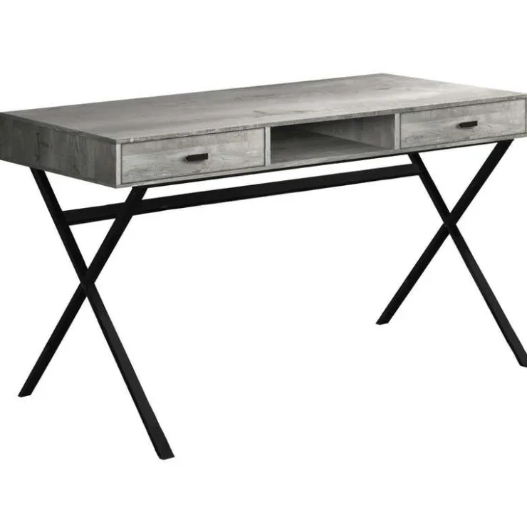 Monarch Computer desk - 48"l / reclaimed wood / black metal - Grey