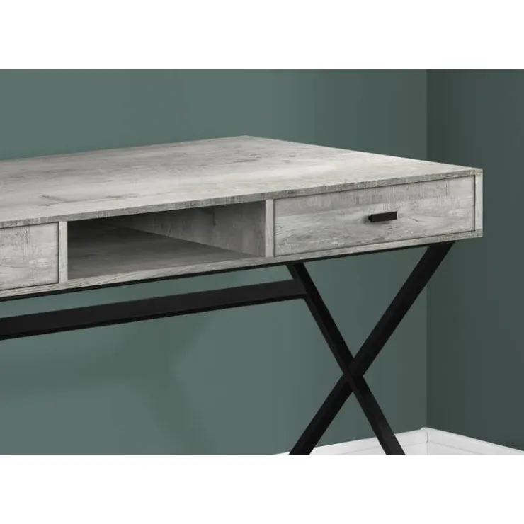 Monarch Computer desk - 48"l / reclaimed wood / black metal - Grey