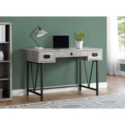Monarch Computer desk - 48"l / reclaimed wood / black metal - Grey