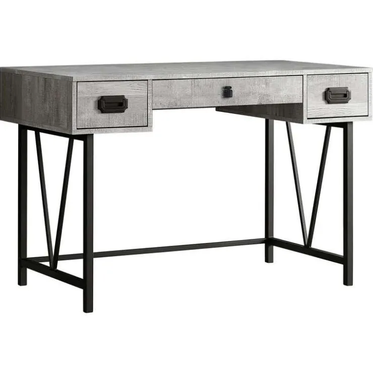 Monarch Computer desk - 48"l / reclaimed wood / black metal - Grey