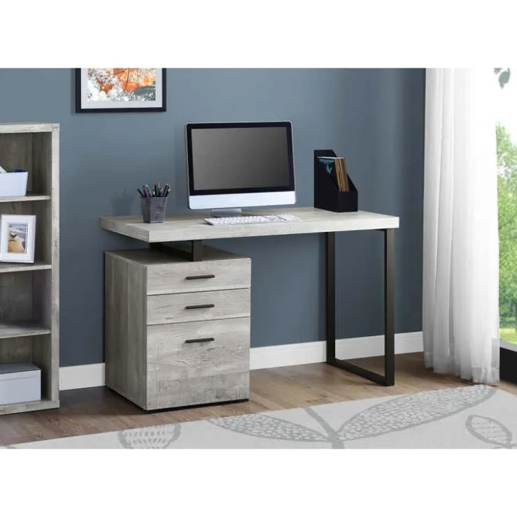 Monarch Computer desk - 48"l / reclaimed wood / black metal - Grey Sale