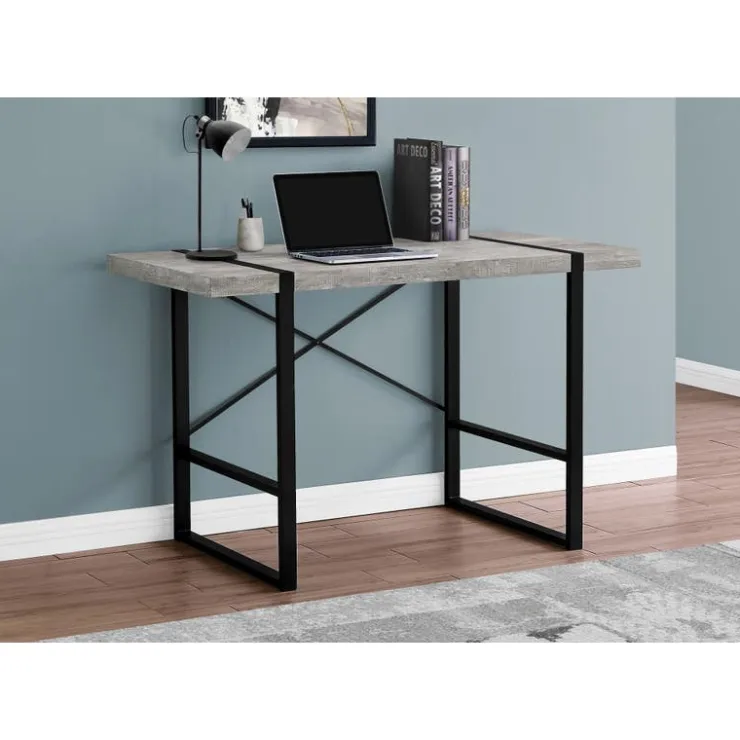 Monarch Computer desk - 48"l / reclaimed wood / black metal - Grey Best