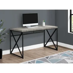 Monarch Computer desk - 48"l / reclaimed wood / black metal - Grey Clearance