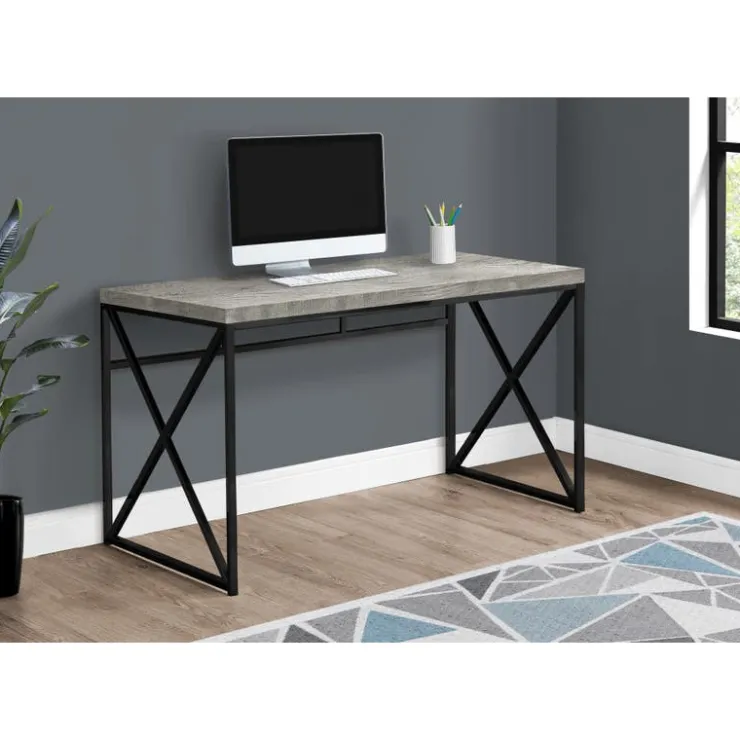Monarch Computer desk - 48"l / reclaimed wood / black metal - Grey Clearance