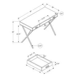 Monarch Computer desk - 42"l / stone-look / black metal - Grey
