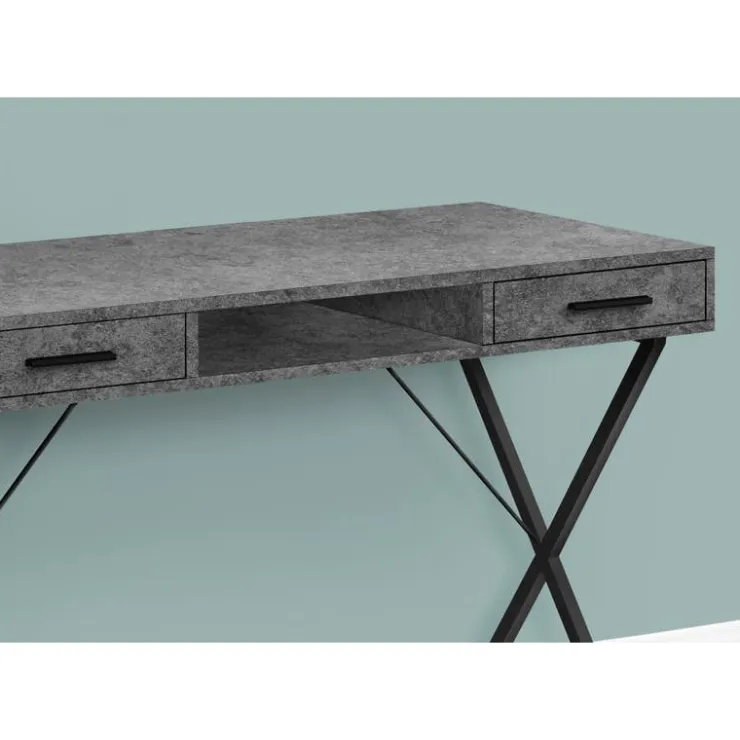 Monarch Computer desk - 42"l / stone-look / black metal - Grey