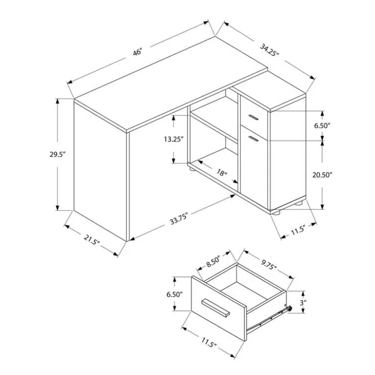 Monarch Computer desk - 46"l / industrial / storage cabinet - Grey Online