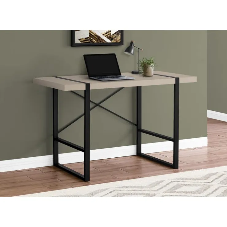 Monarch Computer desk - 48"l / modern / black metal - Taupe Clearance