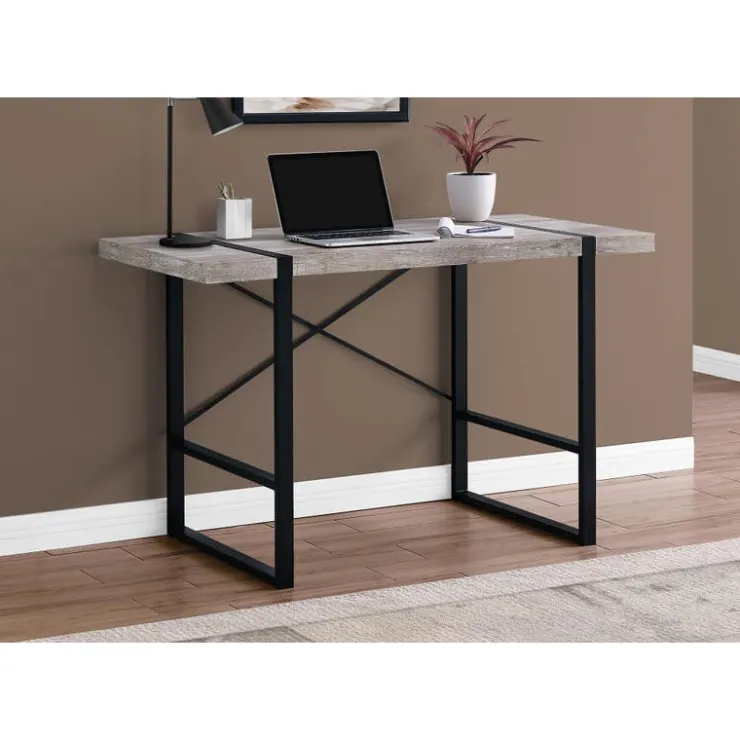 Monarch Computer desk - 48"l / reclaimed wood / black metal - Taupe New