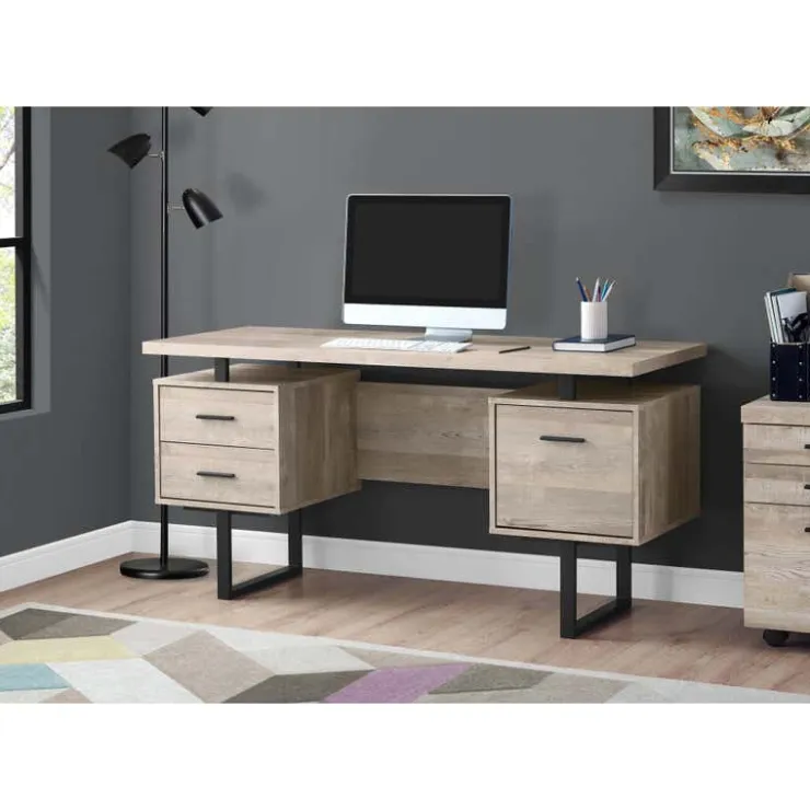 Monarch Computer desk - 60"l / reclaimed wood / black metal - Taupe Sale